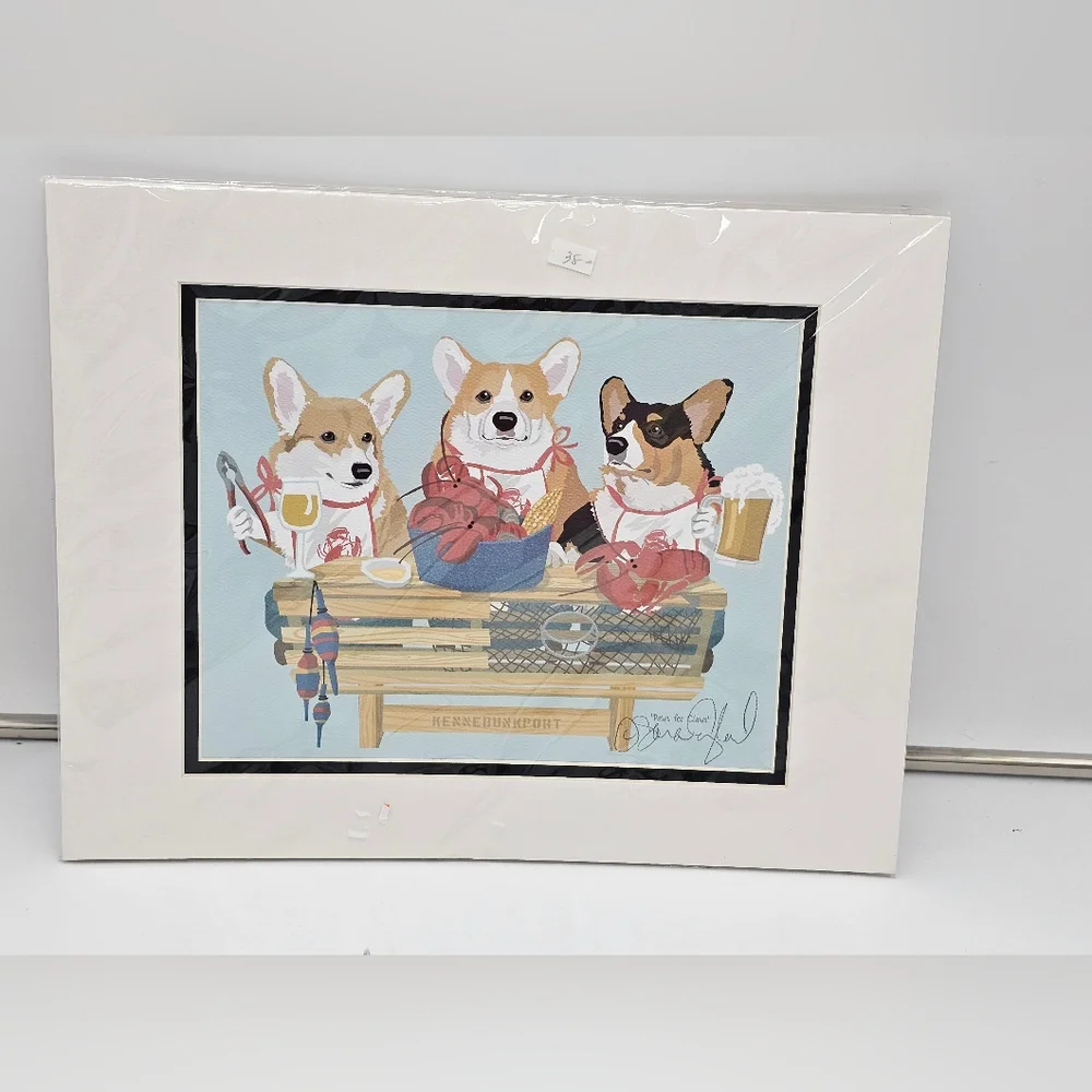 Sarah England Signed Corgi Kennebunkport Print w/ matte - Picture 1 of 4